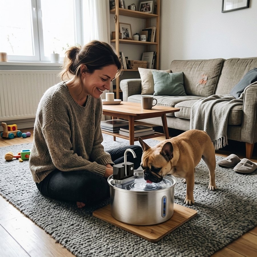 Woman with French Bulldog