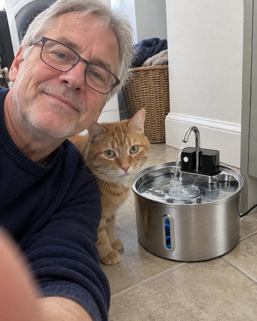 Older man with ginger cat
