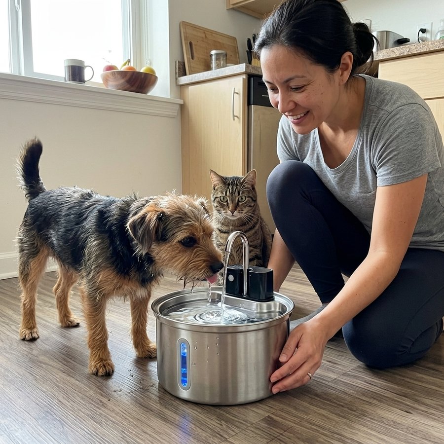 Woman with pet and Furput